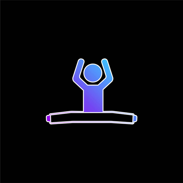 Boy Sitting With Stretch Legs And Arms Up blue gradient vector icon - Vector, Image