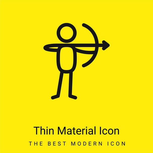Archer With Bow minimal bright yellow material icon - Vector, Image