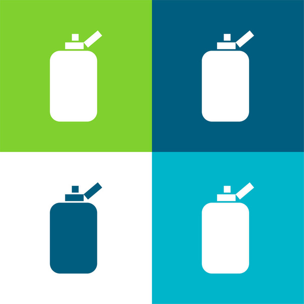 Badezimmer Flaschenbehälter von abgerundeter rechteckiger schwarzer Form Flache vier Farben minimales Symbol-Set - Vektor, Bild