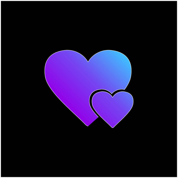 Big Heart And Little Heart blue gradient vector icon - Vector, Image