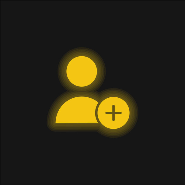 Προσθήκη εικονιδίου του χρήστη κίτρινο λαμπερό νέον - Διάνυσμα, εικόνα