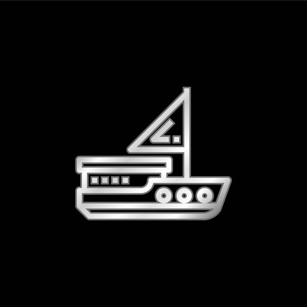 Barco plateado icono metálico - Vector, imagen