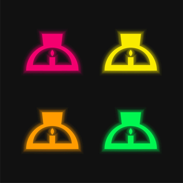Aromatic Lamps four color glowing neon vector icon - Vector, Image