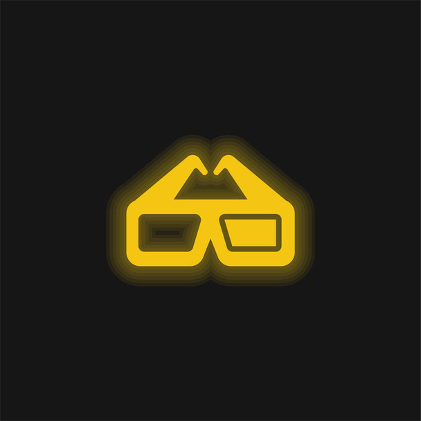 3d Glasses yellow glowing neon icon - Vector, Image