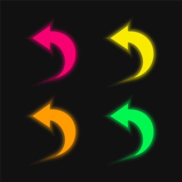 Atrás Flecha de cuatro colores brillante icono de vectores de neón - Vector, imagen
