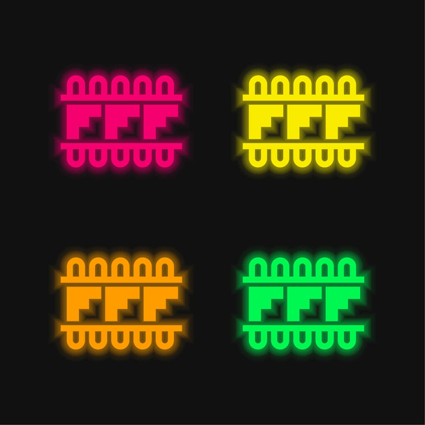 Artisanal Mosaic Σχεδιασμός του Μεξικού τέσσερα χρώματα λαμπερό νέον διάνυσμα εικονίδιο - Διάνυσμα, εικόνα