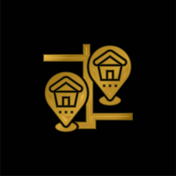 Banco banhado a ouro ícone metálico ou vetor logotipo - Vetor, Imagem