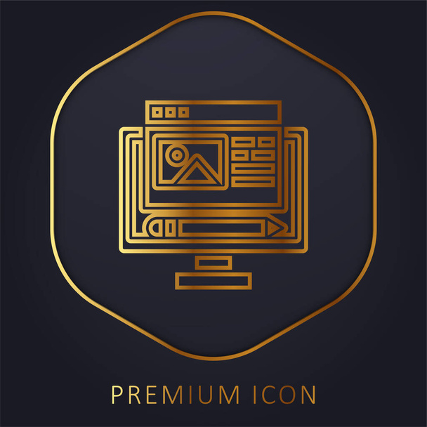 Blog línea de oro logotipo premium o icono - Vector, Imagen