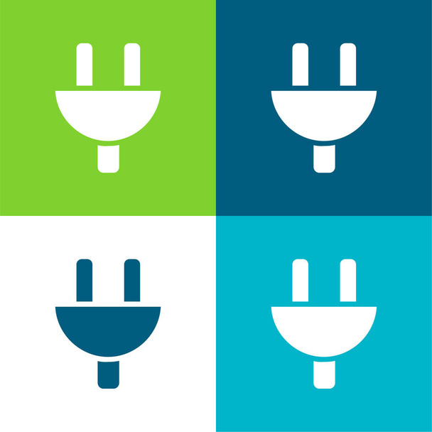 Black Plug Head Lapos négy szín minimális ikon készlet - Vektor, kép