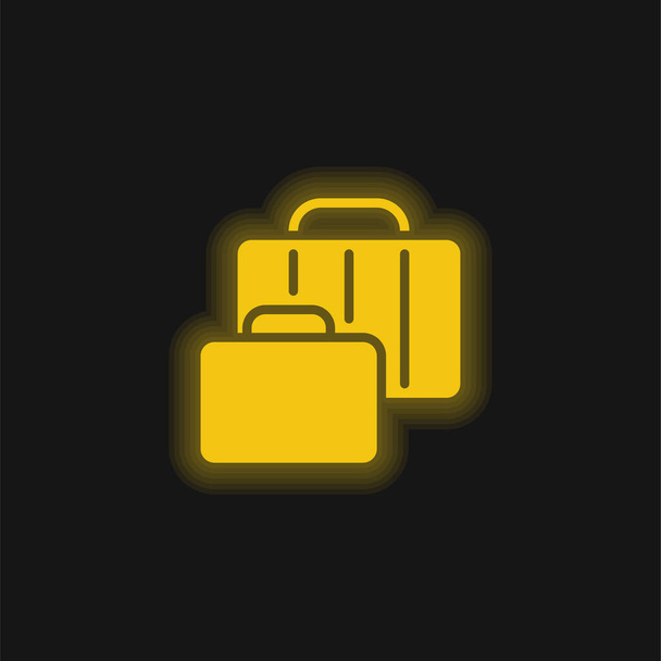 Baggage yellow glowing neon icon - Vector, Image