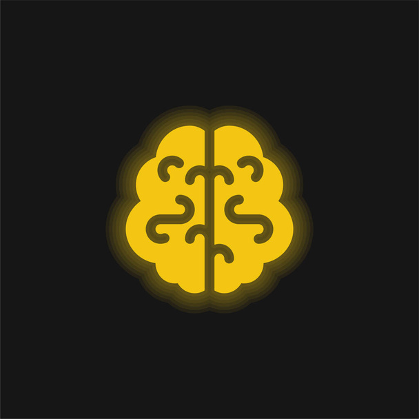 Icône néon jaune cervelle - Vecteur, image