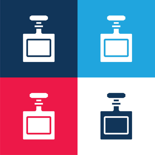 Láhev modrá a červená čtyři barvy minimální ikona nastavena - Vektor, obrázek