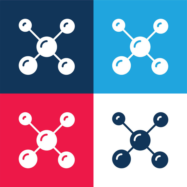 Atoms μπλε και κόκκινο σύνολο τεσσάρων χρωμάτων ελάχιστη εικονίδιο - Διάνυσμα, εικόνα