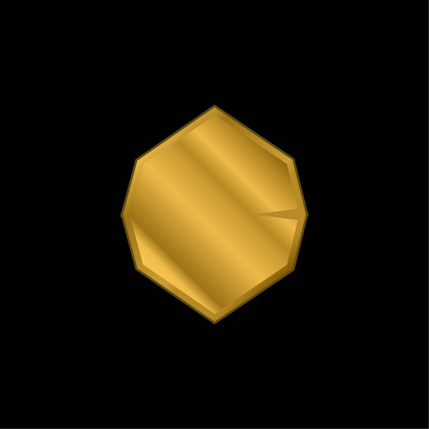 Black Octagon Shape gold plated metalic icon or logo vector - Vector, Image