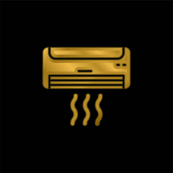 Aire acondicionado chapado en oro icono metálico o logo vector - Vector, imagen