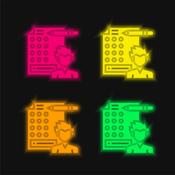 Risposta quattro colori luminosi icona vettoriale al neon - Vettoriali, immagini
