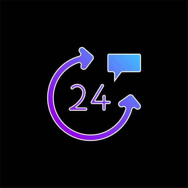 24 Horas azul gradiente icono de vector - Vector, Imagen