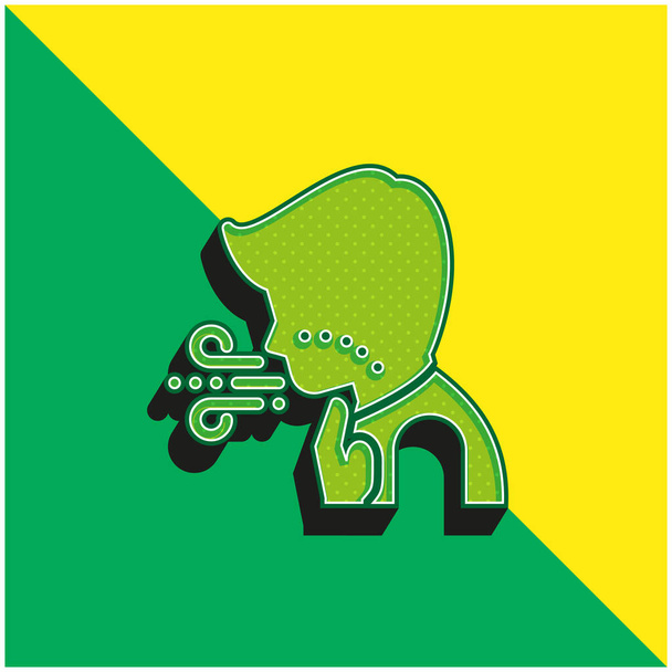 Αναπνοή Πράσινο και κίτρινο σύγχρονο 3d διάνυσμα εικονίδιο λογότυπο - Διάνυσμα, εικόνα