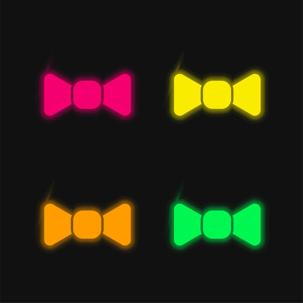 Bow Tie čtyři barvy zářící neonový vektor ikona - Vektor, obrázek