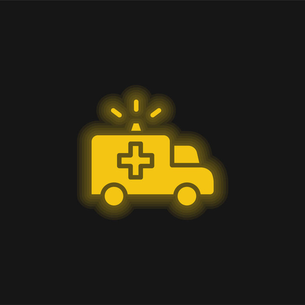 Ambulance jaune flamboyant icône néon - Vecteur, image
