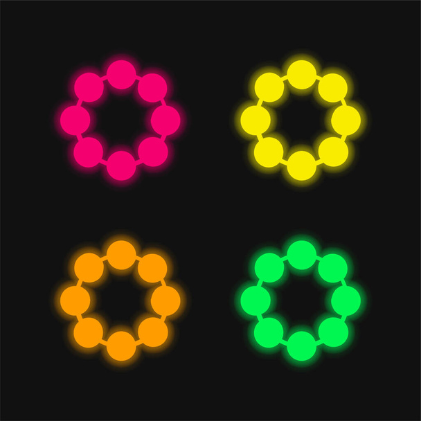 ビーズ4色の輝くネオンベクトルアイコン - ベクター画像