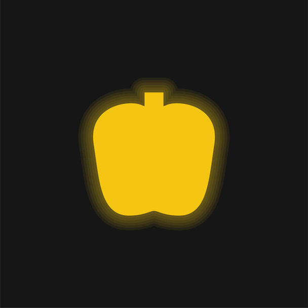 Apple keltainen hehkuva neon kuvake - Vektori, kuva