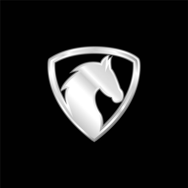 Голова чорного коня На сріблястому пластичному іконі - Вектор, зображення