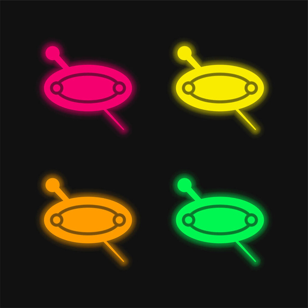 Big Hairpin quattro colori luminosi icona vettoriale al neon - Vettoriali, immagini