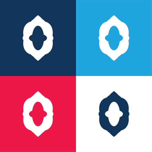 αραβικό σχέδιο μπλε και κόκκινο σύνολο τεσσάρων χρωμάτων ελάχιστη εικονίδιο - Διάνυσμα, εικόνα