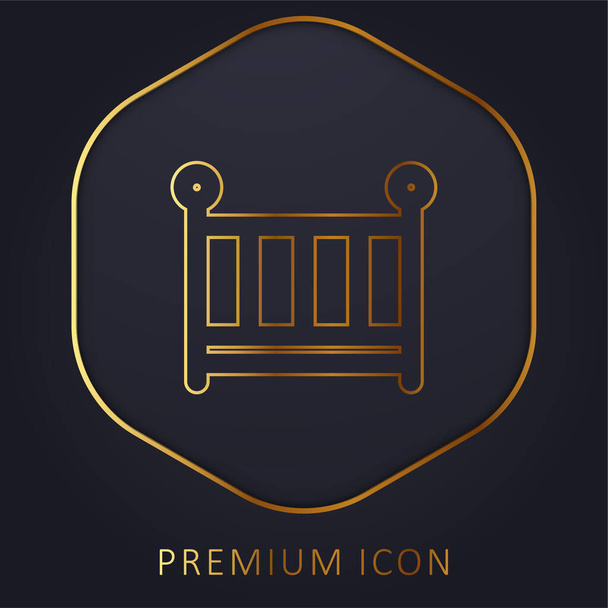 Cuna de bebé línea dorada logotipo premium o icono - Vector, imagen