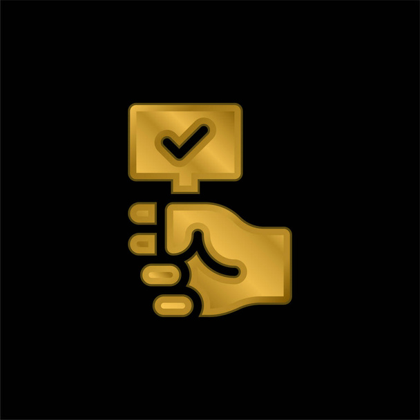 Açık arttırma altın kaplamalı metalik simge veya logo vektörü - Vektör, Görsel