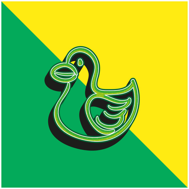 鳥の動物の形のおもちゃ緑と黄色の現代的な3Dベクトルアイコンのロゴ - ベクター画像