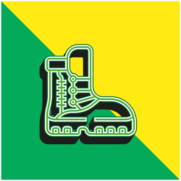 Stiefel Grünes und gelbes modernes 3D-Vektorsymbol-Logo - Vektor, Bild