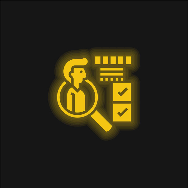 Gedrag geel gloeiende neon pictogram - Vector, afbeelding