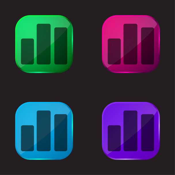 Bárok Grafikus négy színű üveg gomb ikon - Vektor, kép