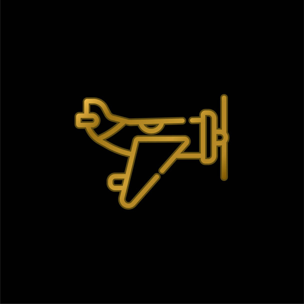 Aircraft gold plated metalic icon or logo vector - Vector, Image