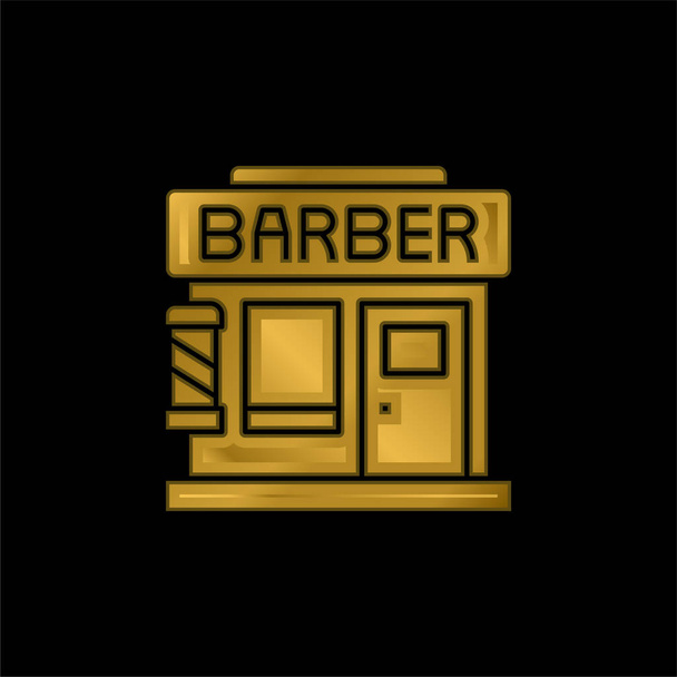 Позолоченная икона парикмахерской или вектор логотипа - Вектор,изображение