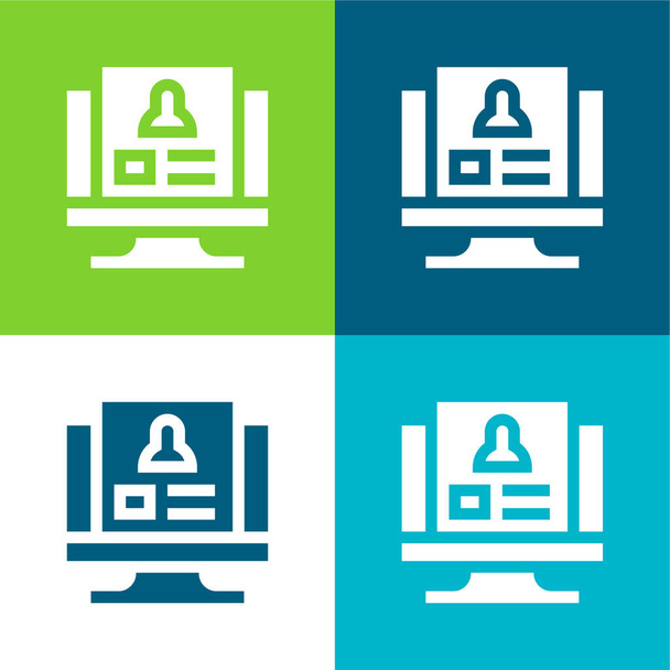 Background Check Flat four color minimal icon set - Vector, Image