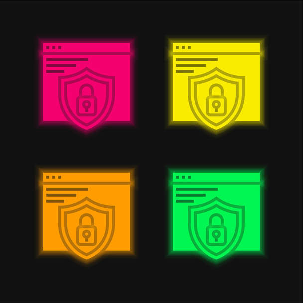 Applications four color glowing neon vector icon - Vector, Image