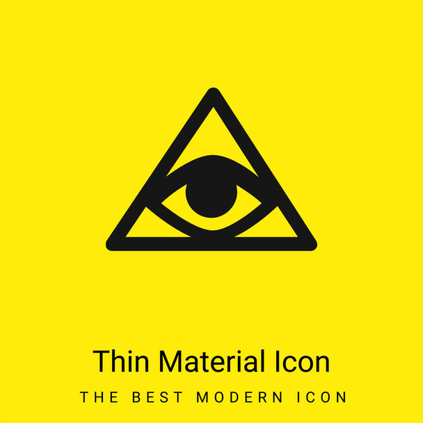 Facturas Símbolo de un ojo dentro de un triángulo o pirámide mínimo icono de material amarillo brillante - Vector, imagen