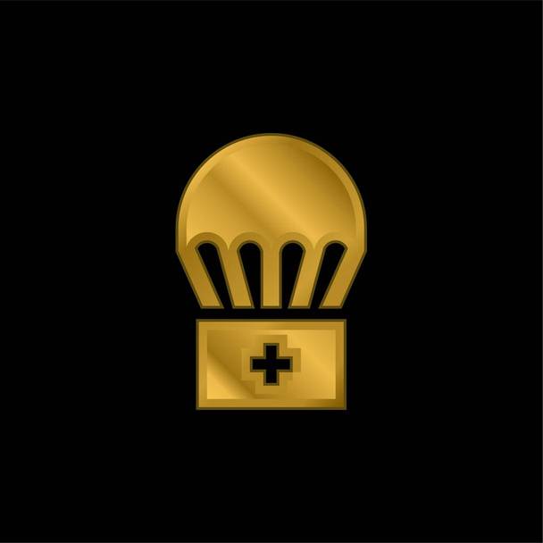 Airdrop banhado a ouro ícone metálico ou vetor logotipo - Vetor, Imagem