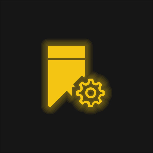 Bladwijzer geel gloeiend neon pictogram - Vector, afbeelding