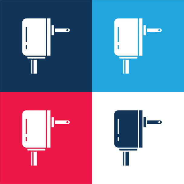 Adaptador azul y rojo conjunto de iconos mínimo de cuatro colores - Vector, Imagen