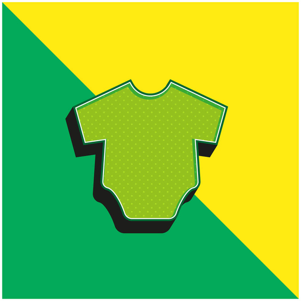 Детская одежда Зеленый и желтый современный 3d векторный логотип - Вектор,изображение