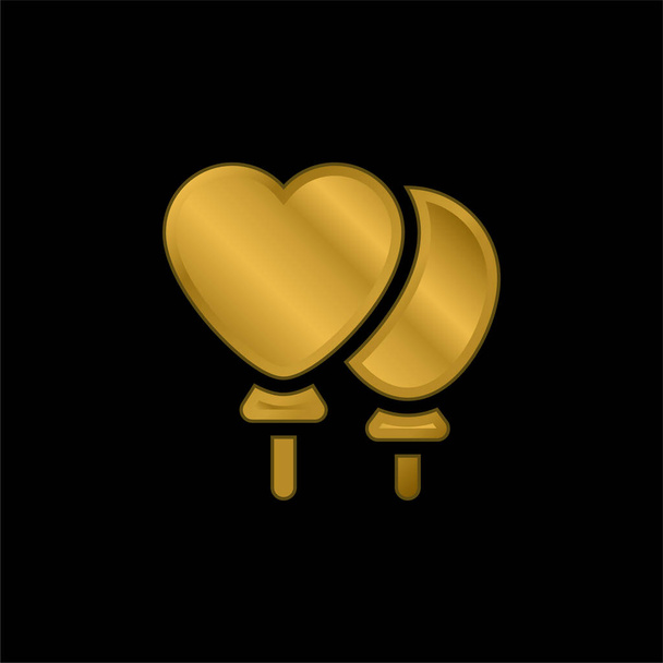 Balloons gold plated metalic icon or logo vector - Vector, Image