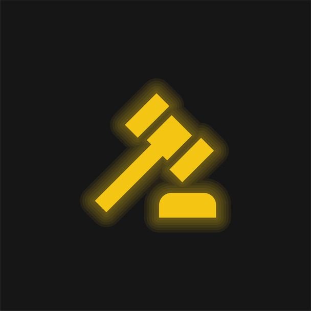 Aukční žlutá zářící neonová ikona - Vektor, obrázek