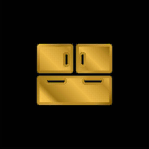 Big Closet gold plated metalic icon or logo vector - Vector, Image