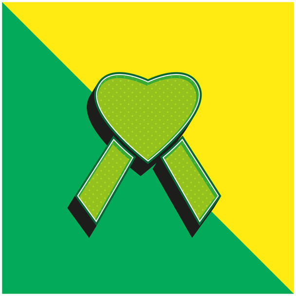 AIDS Heart Green and yellow modern 3d vector icon logo - Vector, Image