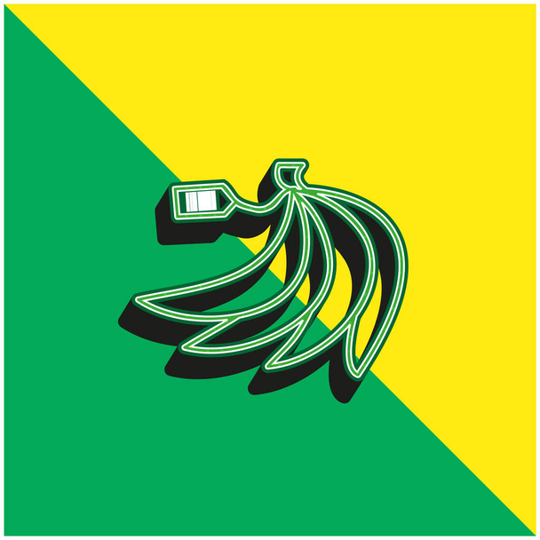 Бананы со штрих-кодом на этикетке Зеленый и желтый современный 3D логотип векторной иконки - Вектор,изображение