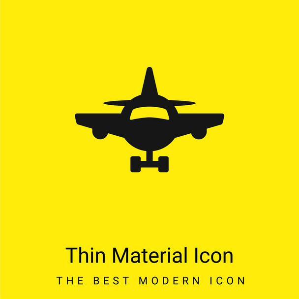 Airplane Frontal View minimal bright yellow material icon - Vector, Image